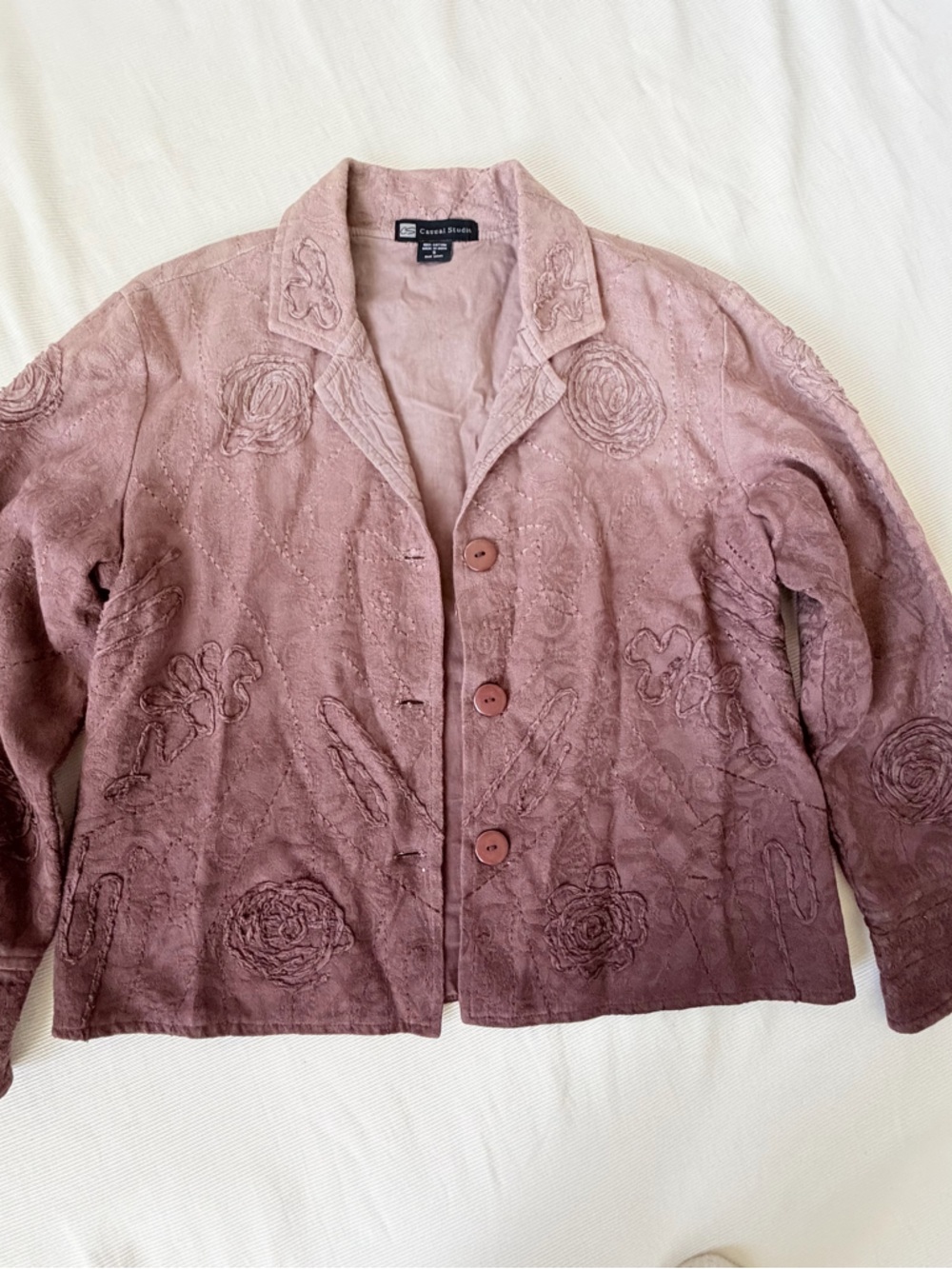Casual Studio Womens Jacket Blazer Floral Boho Ombre Longsleeve Cotton Small
